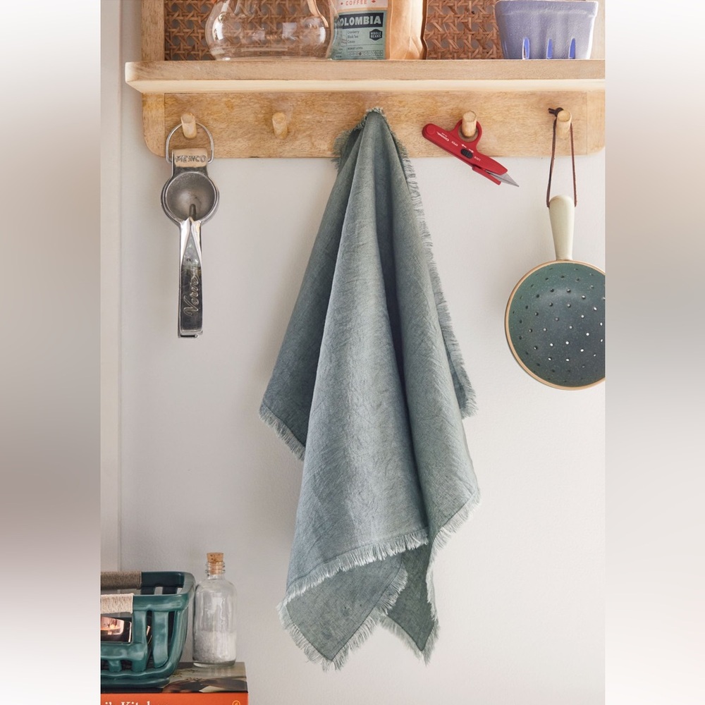 Urban Outfitters Dylan Linen Tea Towel in teal, one size NEW #2